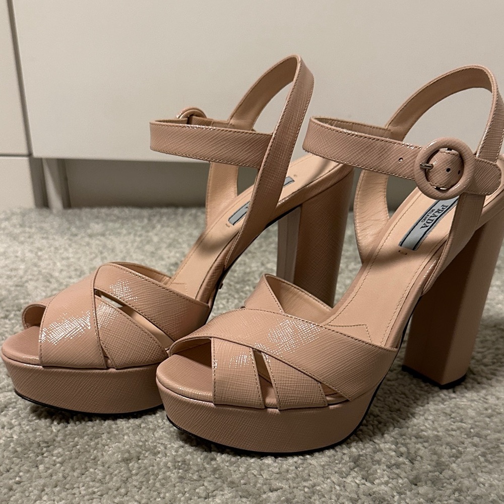 Prada - Elegant Nude Platform Heels - image 1